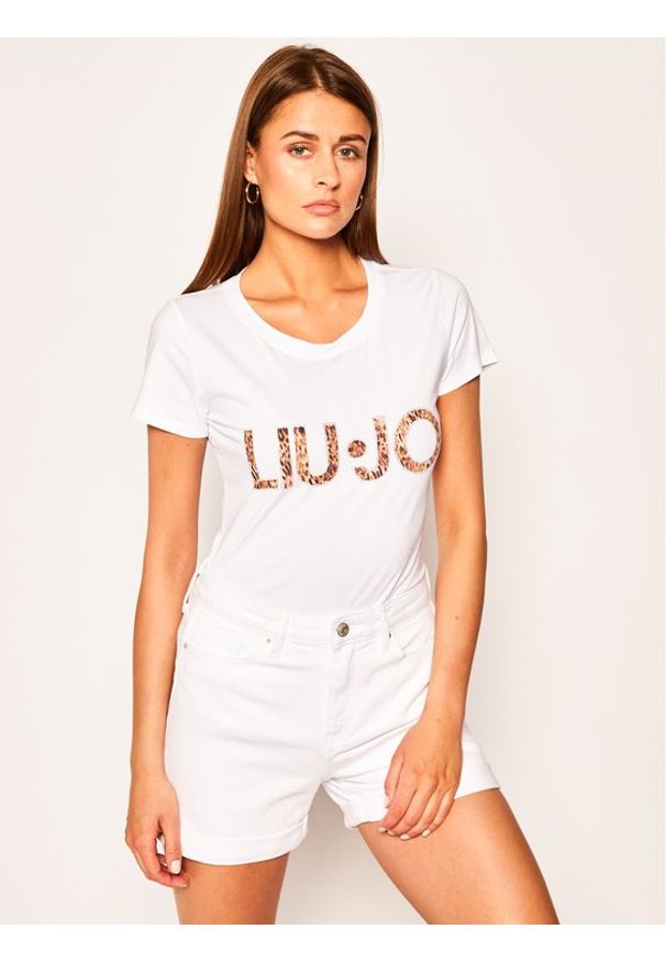 Liu Jo Beachwear T-Shirt VA0172 J5003 Biały Slim Fit. Kolor: biały. Materiał: bawełna