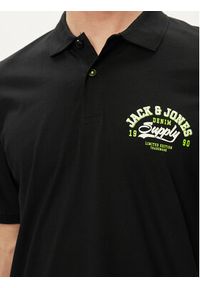 Jack & Jones - Jack&Jones Polo Logo 12246692 Czarny Standard Fit. Typ kołnierza: polo. Kolor: czarny. Materiał: bawełna #4