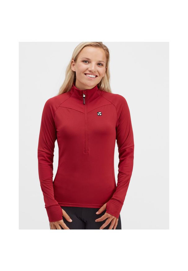 Bluza do narciarstwa biegowego z półgolfem damska Silvini Latera WJ1903. Kolor: czerwony, fioletowy, wielokolorowy, brązowy. Sport: narciarstwo