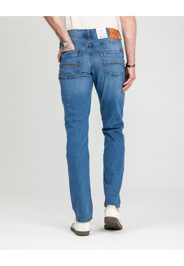 Męskie Spodnie Jeansowe Mustang Style Washington Straight Denim Blue 1018017 5000 682