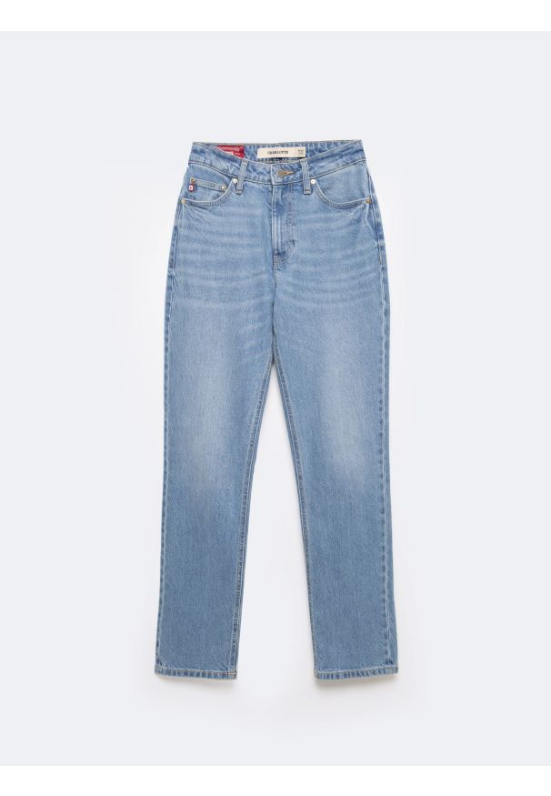 Big-Star - Jeansy damskie jasnoniebieskie Charlotte 170. Stan: podwyższony. Kolor: niebieski. Wzór: aplikacja. Styl: elegancki