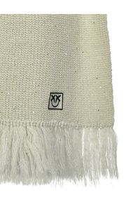 Pinko - PINKO - Biały szalik maxi z logo Tramonto. Kolor: biały. Materiał: wełna. Wzór: aplikacja, haft. Sezon: zima, jesień