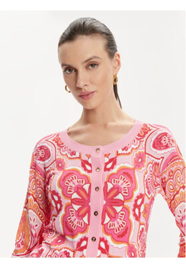 Luisa Spagnoli Kardigan Crostone 58242 Różowy Regular Fit. Kolor: różowy. Materiał: syntetyk