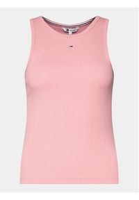 Tommy Jeans Top Essential DW0DW17382 Różowy Slim Fit. Kolor: różowy. Materiał: bawełna
