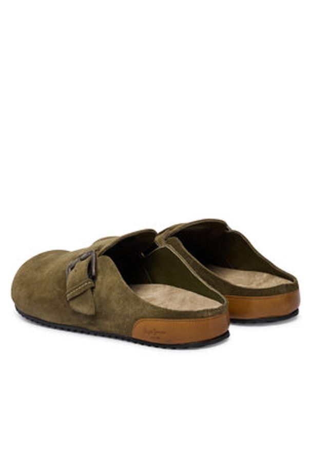 Pepe Jeans Klapki Corby Clog M PMS90123 Khaki. Kolor: brązowy. Materiał: zamsz, skóra