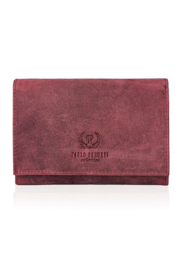 Portfel skórzany vintage PAOLO PERUZZI różowy T-33-CHR. Kolor: różowy. Materiał: skóra