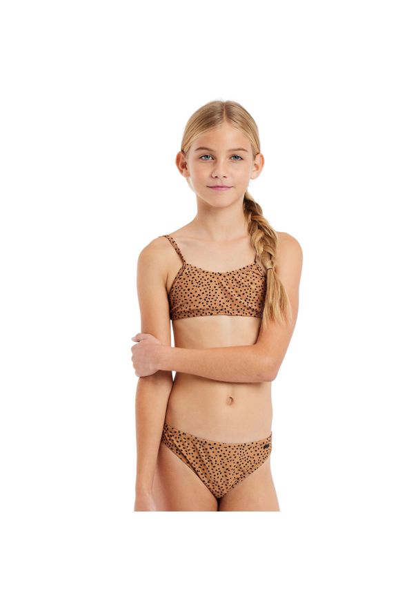 Dziewczęcy dwuczęściowy kostium kąpielowy Protest Prtapril. Kolor: wielokolorowy, beżowy, brązowy. Wzór: nadruk, kropki