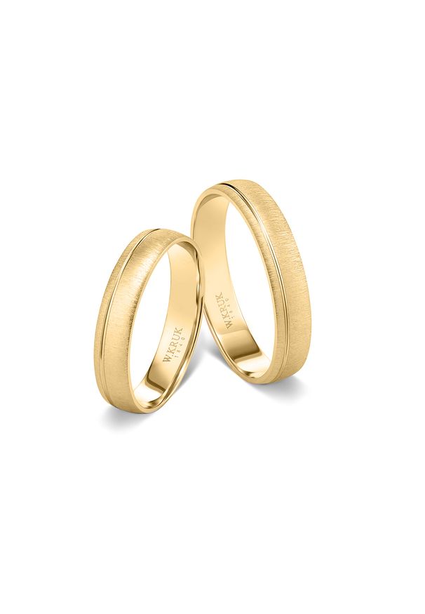 W.KRUK - Komplet obrączek złotych FUTURA. Materiał: złote. Kolor: złoty. Wzór: aplikacja