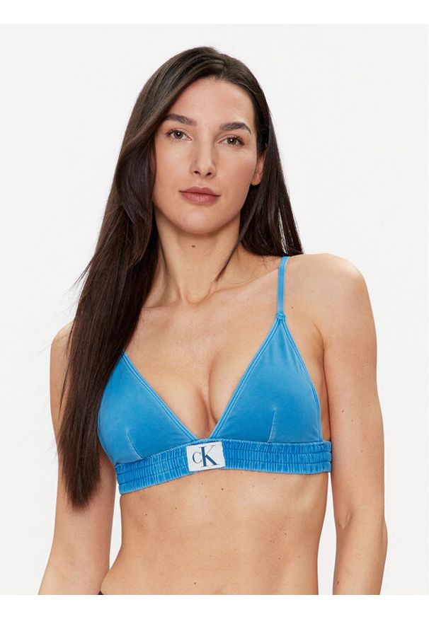 Calvin Klein Swimwear Góra od bikini KW0KW01974 Niebieski. Kolor: niebieski. Materiał: syntetyk