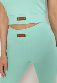 Born2be - Miętowy Komplet Sportowy Biustonosz na Ramiączkach i Legginsy z Gumką w Pasie Nadlira. Kolor: miętowy. Sport: fitness #5