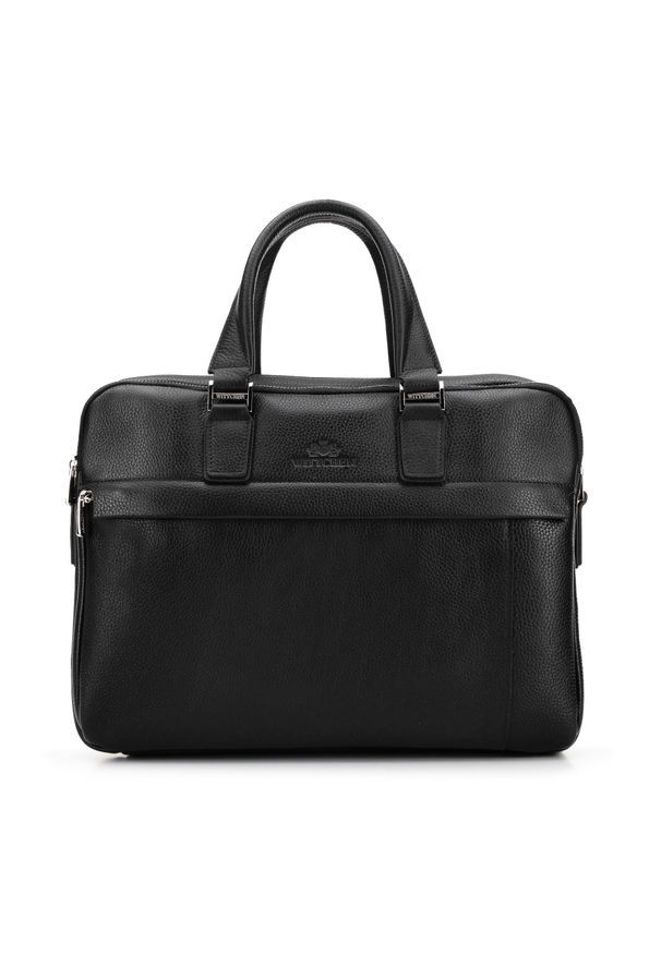 Wittchen - Torba na laptopa 13” skórzana dwukomorowa czarna. Kolor: czarny. Materiał: skóra. Styl: elegancki