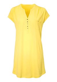 Cellbes Tunika z krótkim rękawem i guzikami żółty female żółty 38/40. Kolor: żółty. Materiał: tkanina, jersey, włókno, wiskoza. Długość rękawa: krótki rękaw. Długość: krótkie #1