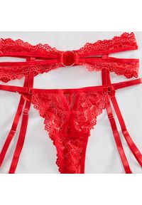 Intica - Zestaw bielizny push-up z koronkowym pasem do pończoch Torun. Kolor: czarny. Materiał: koronka. Długość: długie #3