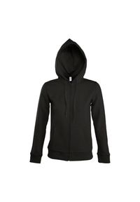 SOL'S - Damska Bluza Z Kapturem Seven Full Zip. Typ kołnierza: kaptur. Kolor: czarny