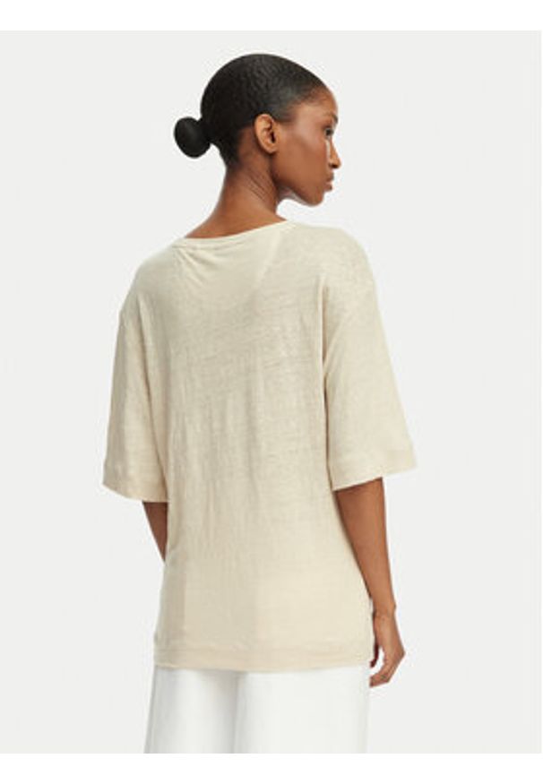 BOSS T-Shirt C_Emma 50556387 Beżowy jasny Regular Fit. Kolor: beżowy. Materiał: len