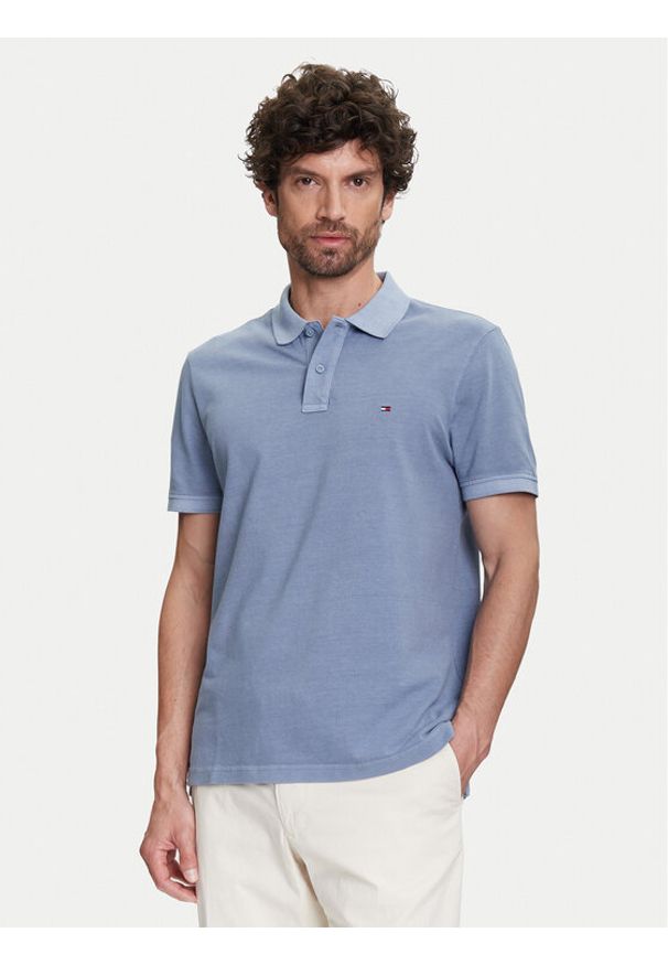 TOMMY HILFIGER - Tommy Hilfiger Polo MW0MW34757 Niebieski Regular Fit. Typ kołnierza: polo. Kolor: niebieski. Materiał: bawełna