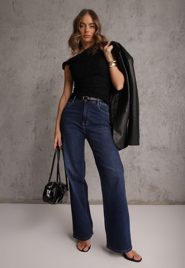 Renee - Czarna Asymetryczna Bluzka z Koronki na Jedno Ramię Olitheilise. Okazja: na imprezę, na co dzień. Kolor: czarny. Materiał: koronka. Wzór: koronka. Styl: casual