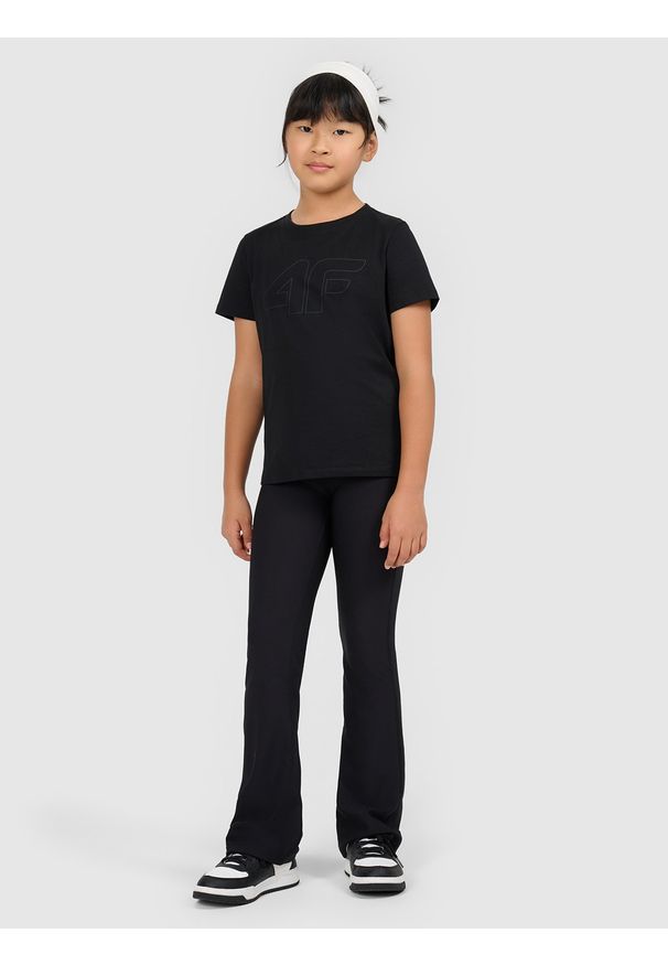 4f - 4F T-shirt oversize z nadrukiem dziewczęcy - czarny 140 (9-10 lat). Okazja: na co dzień. Kolor: czarny. Materiał: jersey, bawełna, dzianina. Wzór: nadruk. Sezon: lato. Styl: sportowy, klasyczny, casual