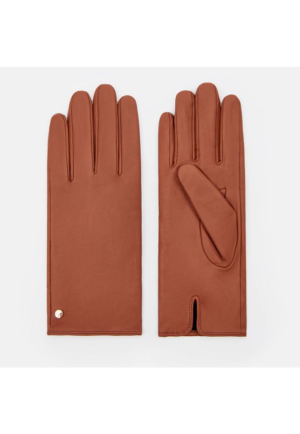 Mohito - Skórzane rękawiczki - Bordowy. Kolor: czerwony. Materiał: skóra