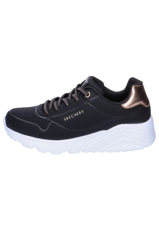 skechers - Buty do chodzenia dla dzieci Skechers Uno Lite metallic. Zapięcie: sznurówki. Kolor: czarny, biały, wielokolorowy. Materiał: tkanina, syntetyk, materiał. Szerokość cholewki: normalna. Model: Skechers Sport. Sport: turystyka piesza