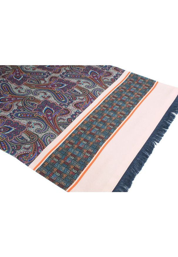 Elegancki Szalik Wełniano-Jedwabny - His Story - Kolorowy w Orientalny Wzór. Kolor: wielokolorowy. Materiał: wełna, jedwab. Wzór: kolorowy. Sezon: zima, jesień. Styl: elegancki