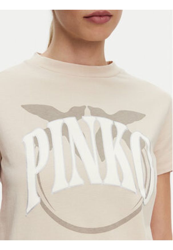 Pinko - PINKO T-Shirt Start 101752 A2CT Beżowy Regular Fit. Kolor: beżowy. Materiał: bawełna