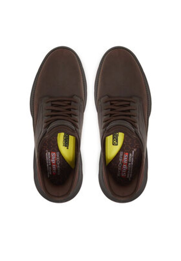 skechers - Skechers Sneakersy Garza-Gervin 205046/CHOC Brązowy. Kolor: brązowy. Materiał: skóra