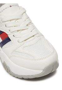 TOMMY HILFIGER - Tommy Hilfiger Sneakersy Flag Low Cut Lace-Up Sneaker T3A9-33550-1697 M Biały. Kolor: biały. Materiał: skóra #5