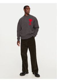 AMI PARIS - AMI Paris Spodnie materiałowe HTR102 CO0089 Brązowy Regular Fit. Kolor: brązowy. Materiał: sztruks #4