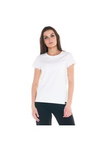 LEONE 1947 APPAREL - Damska koszulka w kolorze czarno-białym. Kolor: biały. Materiał: tkanina. Sport: fitness