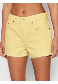 Levi's® Szorty jeansowe FRESH 501® 56327-0247 Żółty Regular Fit. Kolor: żółty. Materiał: jeans, bawełna