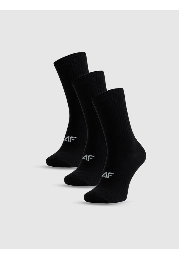 4f - 4F Skarpetki długie (3-pack) męskie - czarne 43-46. Kolor: czarny. Wzór: prążki