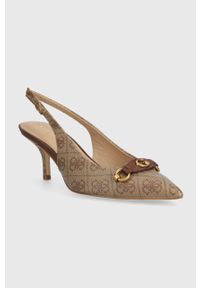 Guess szpilki SDINEE kolor beżowy z odkrytą piętą FL7SDE FAL05. Zapięcie: klamry. Kolor: beżowy. Materiał: skóra. Obcas: na szpilce. Wysokość obcasa: średni #4