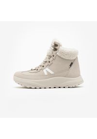 quechua - Buty turystyczne damskie Quechua NH500 mid skóra wodoodporne. Okazja: na spacer. Kolor: beżowy. Materiał: skóra. Szerokość cholewki: normalna. Sezon: zima. Styl: sportowy, elegancki