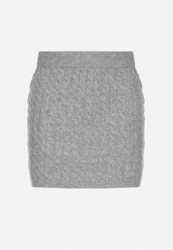 Born2be - Szara Sweterkowa Spódnica z Wełną i Wysokim Stanem Milzekia. Okazja: na spotkanie biznesowe, do pracy, na co dzień. Stan: podwyższony. Kolor: szary. Materiał: wełna. Styl: casual, klasyczny, biznesowy