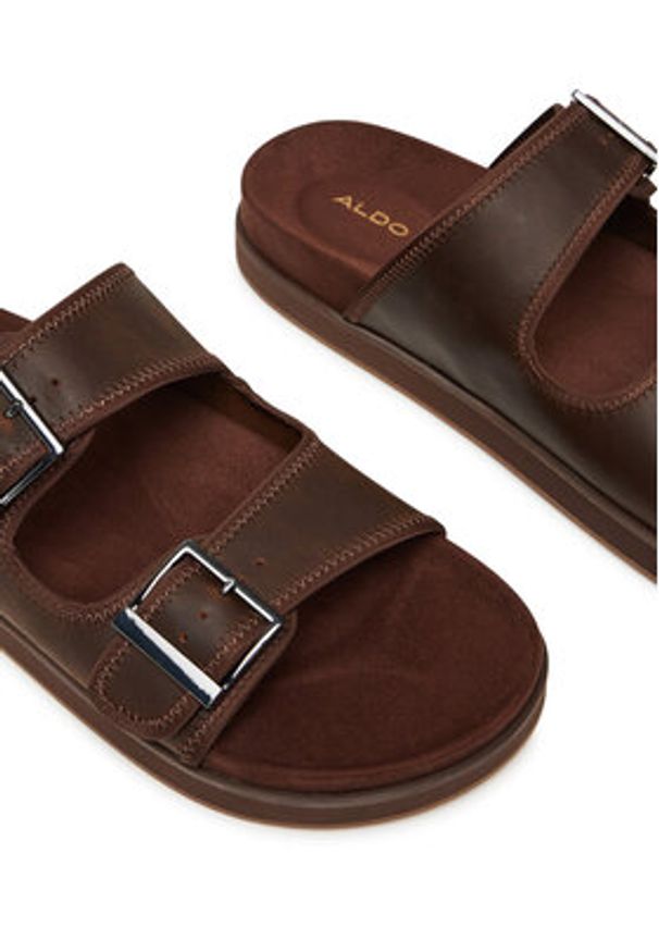 Aldo Klapki Sunnyside 13963586 Brązowy. Kolor: brązowy. Materiał: skóra