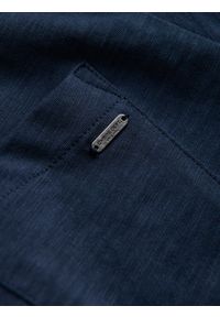 Ombre Clothing - T-shirt męski polo z ozdobnymi guzikami - ciemnoniebieska V8 S1744 - L. Typ kołnierza: polo. Kolor: niebieski. Materiał: bawełna, dzianina #3