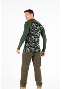 WOOLONA - Bluza turystyczna męska Woolona Asker Zip z długim rękawem. Kolor: zielony. Długość rękawa: długi rękaw. Długość: długie