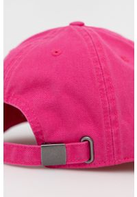 Superdry czapka bawełniana kolor różowy gładka. Kolor: różowy. Materiał: bawełna. Wzór: gładki