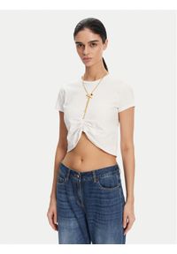 Elisabetta Franchi T-Shirt MA-006-51E2 Biały Regular Fit. Kolor: biały. Materiał: bawełna #1