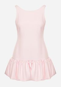 Born2be - Różowy Taliowany Kombinezon z Falbanką Novenira. Kolor: różowy. Styl: klasyczny, elegancki #3