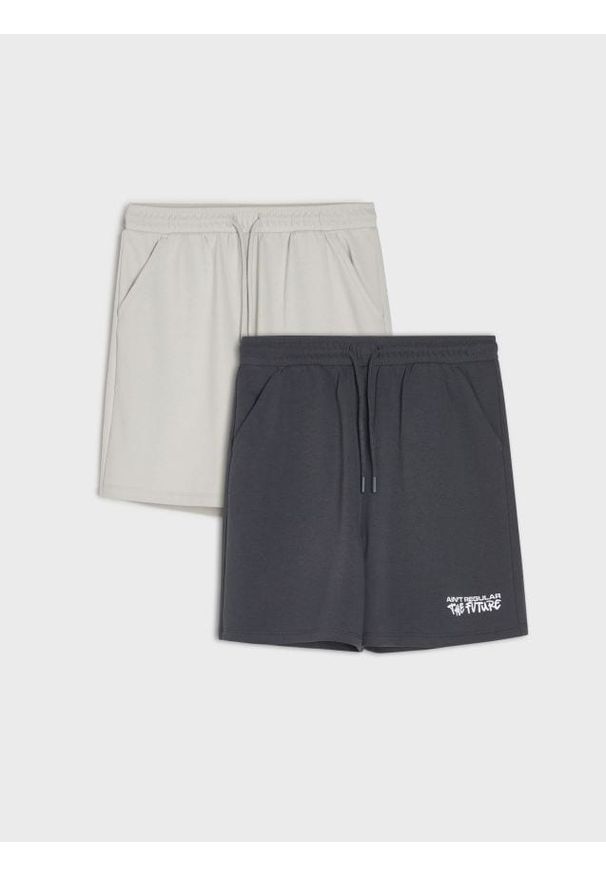 Sinsay - Bawełniane szorty 2 pack - szary. Kolor: szary. Materiał: bawełna