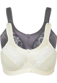 bonprix - Biustonosz odciążający bez fiszbinów z wyściełanymi ramiączkami (2 szt.). Kolor: beżowy. Materiał: koronka. Rodzaj stanika: wyściełane miseczki, różne sposoby noszenia. Wzór: koronka #1