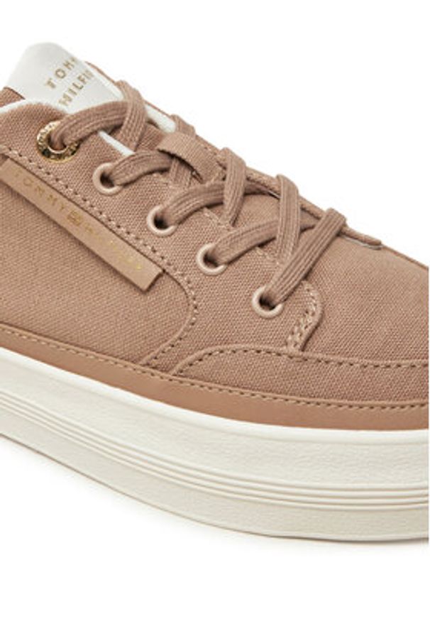 TOMMY HILFIGER - Tommy Hilfiger Sneakersy Essential Vulc Textile Sneaker FW0FW08323 Beżowy. Kolor: beżowy. Materiał: materiał