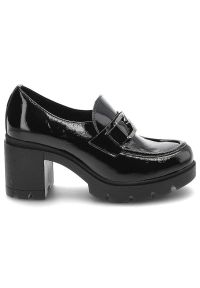 Czarne Półbuty Lemar Damskie Eleganckie Buty. Okazja: na spotkanie biznesowe. Zapięcie: klamry. Kolor: czarny. Materiał: lakier, skóra. Obcas: na obcasie. Styl: elegancki. Wysokość obcasa: średni #3