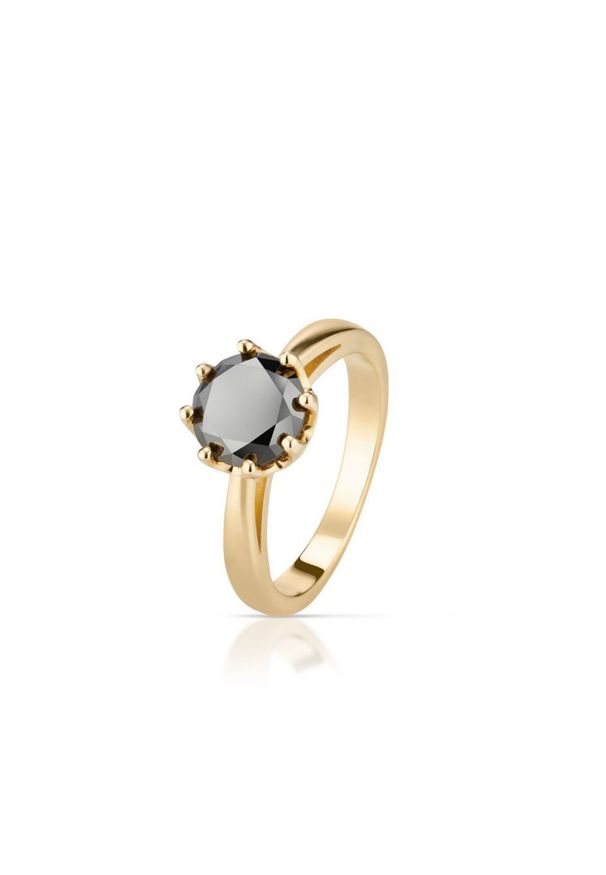 W.KRUK - Pierścionek zaręczynowy złoty Tajemniczy - 1,90 ct. Materiał: złote. Kolor: czarny, wielokolorowy, złoty. Kamień szlachetny: brylant, diament