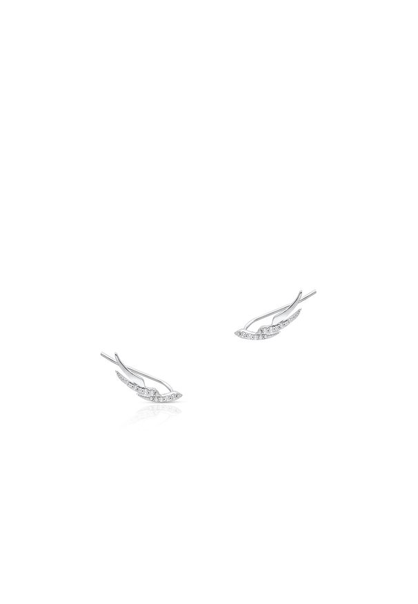 W.KRUK - Nausznice srebrne skrzydła z cyrkoniami. Materiał: srebrne. Kolor: srebrny. Wzór: aplikacja. Kamień szlachetny: cyrkonia