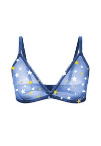 Intica - Biustonosz gładki miękki z elastycznym wykończeniem Ivi. Kolor: niebieski. Materiał: materiał. Wzór: gładki