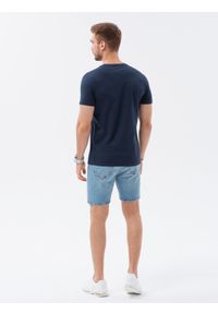 Ombre Clothing - T-shirt męski bawełniany z nadrukiem - granatowy V3 S1749 - XL. Kolor: niebieski. Materiał: bawełna. Długość rękawa: krótki rękaw. Długość: krótkie. Wzór: nadruk. Styl: klasyczny