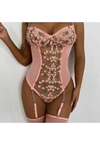 Intica - Body koronkowe damskie na specjalne okazje Jobina. Kolor: różowy. Materiał: koronka